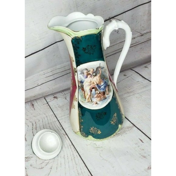 Vintage Royal Bavarian Teapot With Angel Print Gold Design Made In Germany - Picture 10 of 12